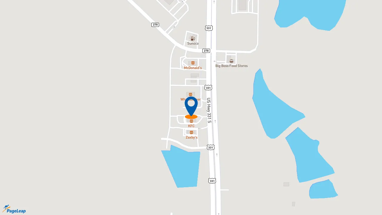 https://pageleap.com map showing location of Whataburger in Defuniak Springs.
