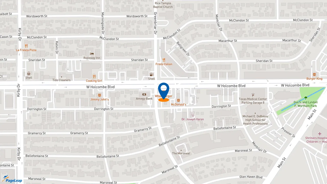 https://pageleap.com map showing location of Whataburger in Houston.