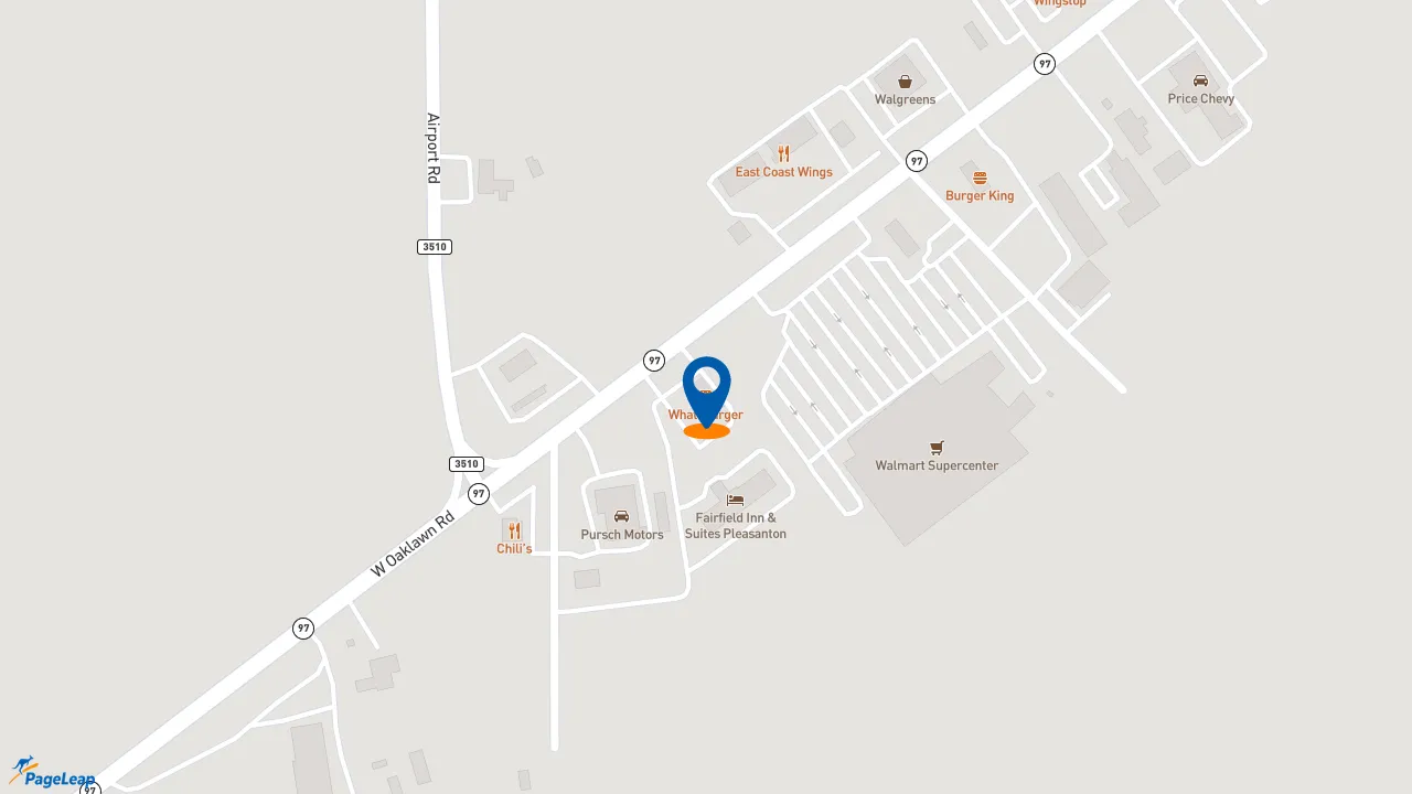 https://pageleap.com map showing location of Whataburger in Pleasanton.