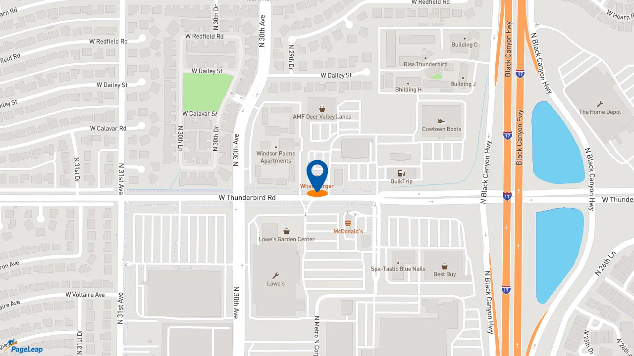 https://pageleap.com map showing location of Whataburger in Phoenix.