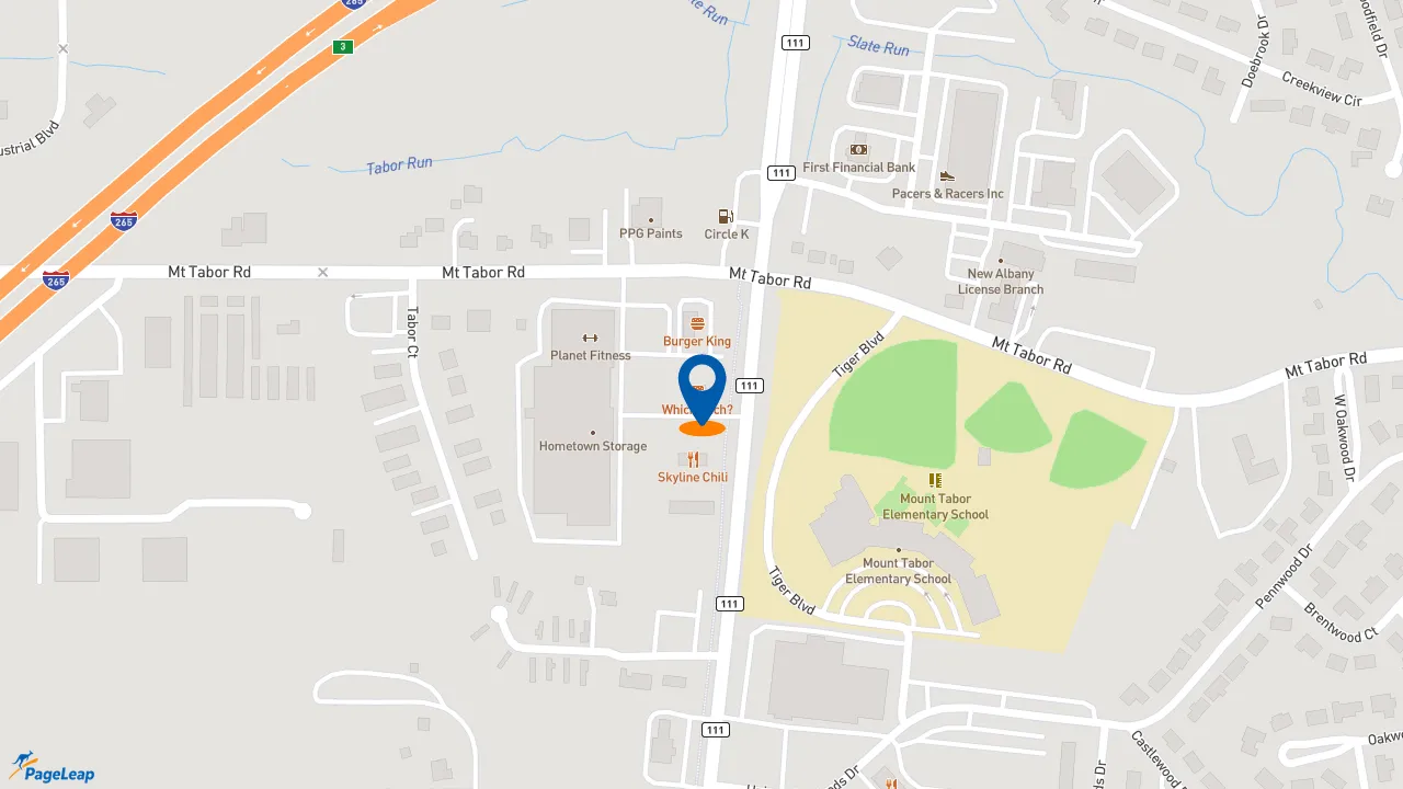 https://pageleap.com map showing location of Which Wich Grant Line New Albany in New Albany.