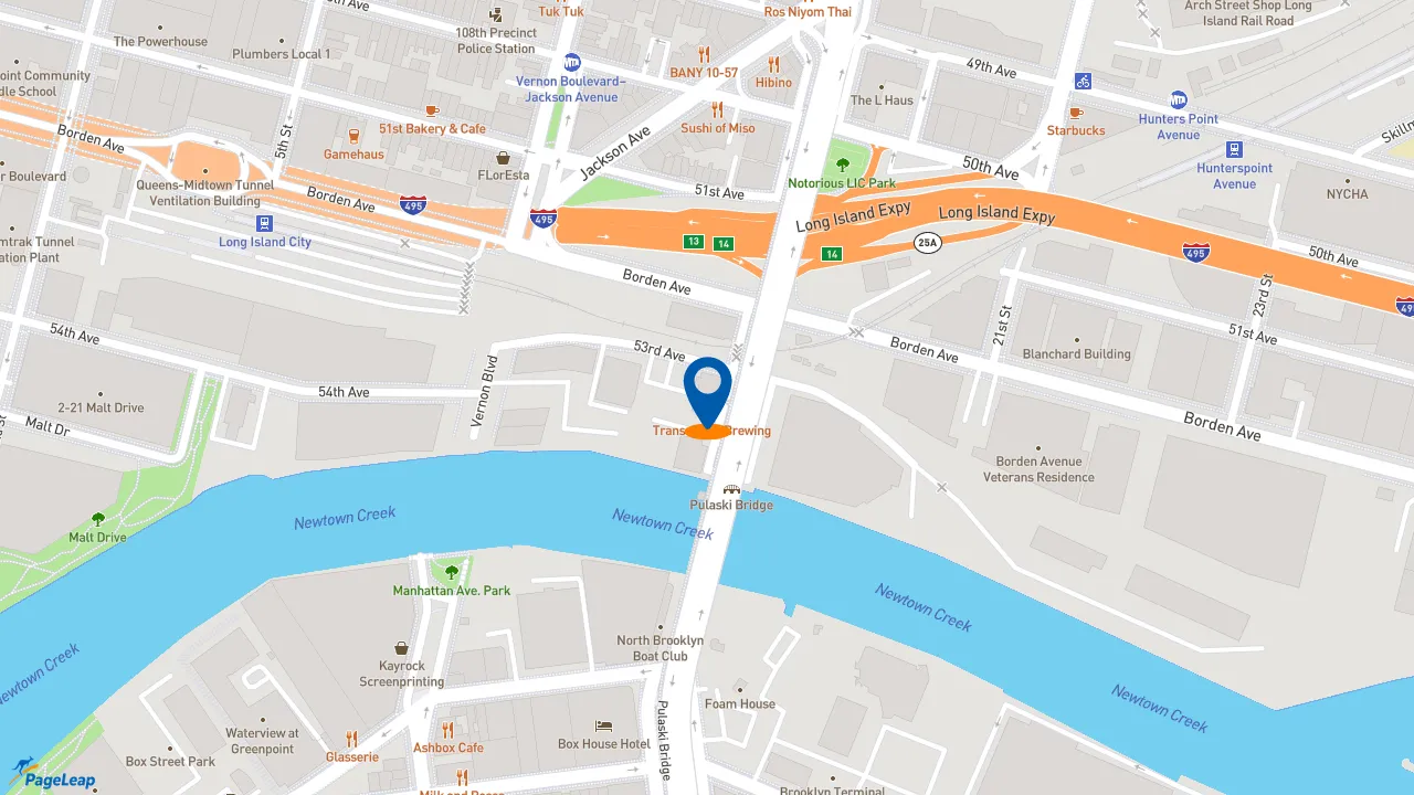https://pageleap.com map showing location of Wings &amp; Things in Long Island City.