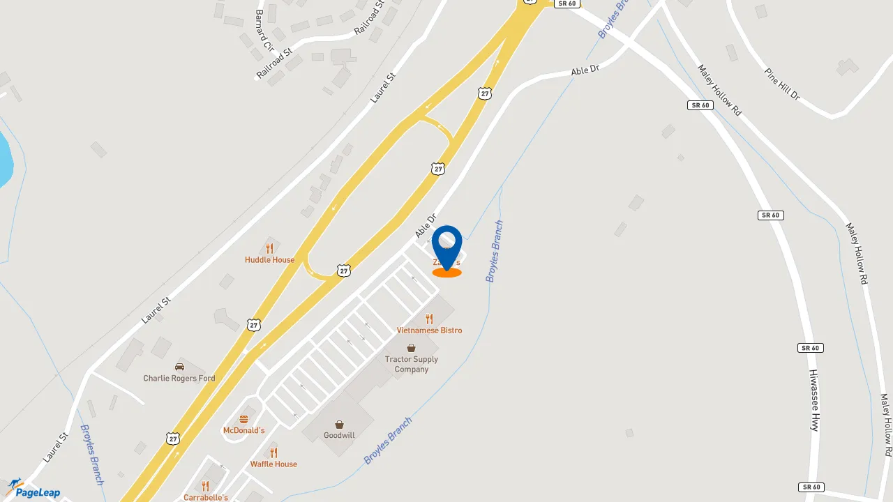 https://pageleap.com map showing location of Zaxby&#039;s Chicken Fingers &amp; Buffalo Wings in Dayton.