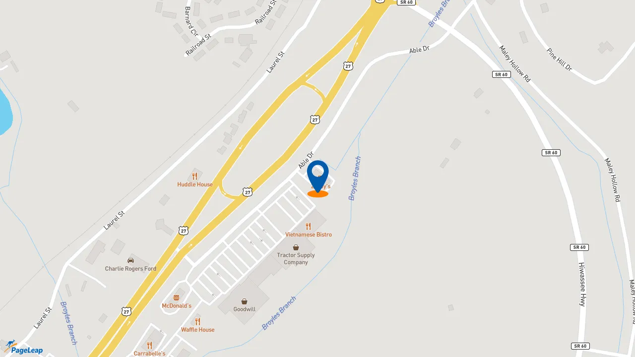 https://pageleap.com map showing location of Zaxby&#039;s Chicken Fingers &amp; Buffalo Wings in Dayton.