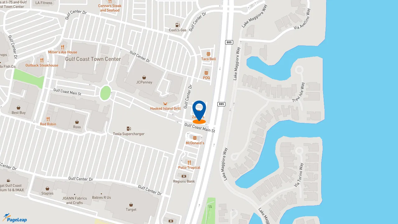 https://pageleap.com map showing location of Zaxby&#039;s Chicken Fingers &amp; Buffalo Wings in Fort Myers.