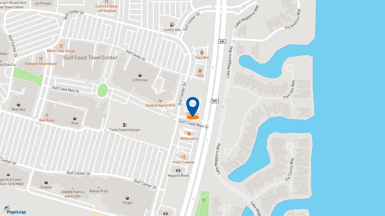 https://pageleap.com map showing location of Zaxby&#039;s Chicken Fingers &amp; Buffalo Wings in Fort Myers.