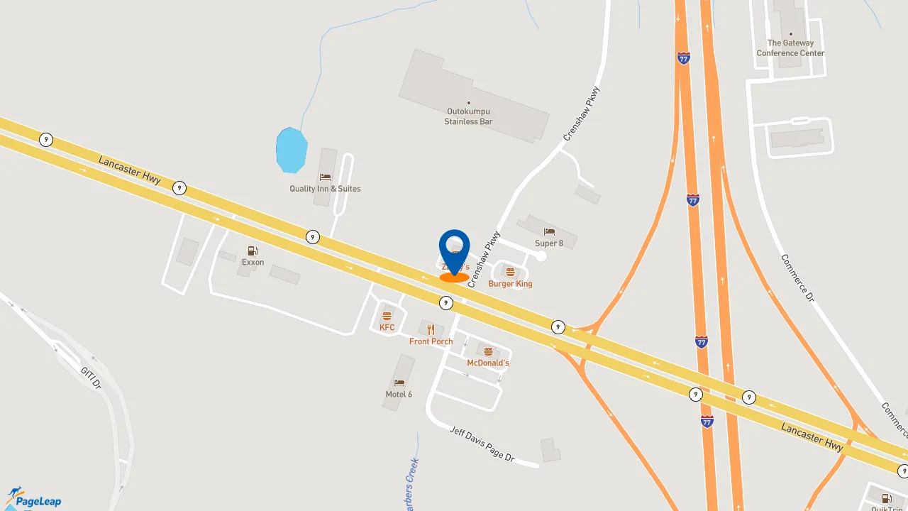 https://pageleap.com map showing location of Zaxby&#039;s Chicken Fingers &amp; Buffalo Wings in Richburg.