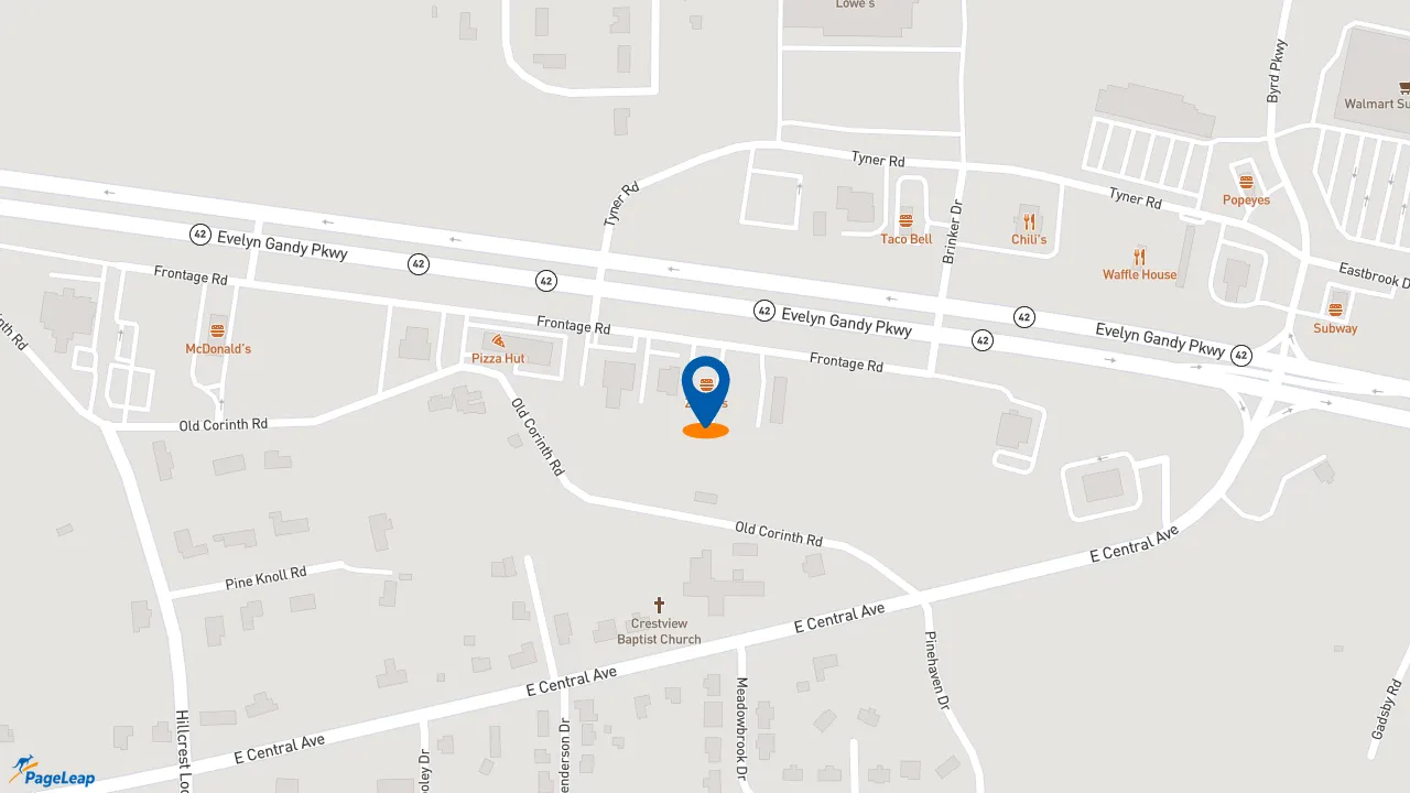 https://pageleap.com map showing location of Zaxby&#039;s Chicken Fingers &amp; Buffalo Wings in Petal.