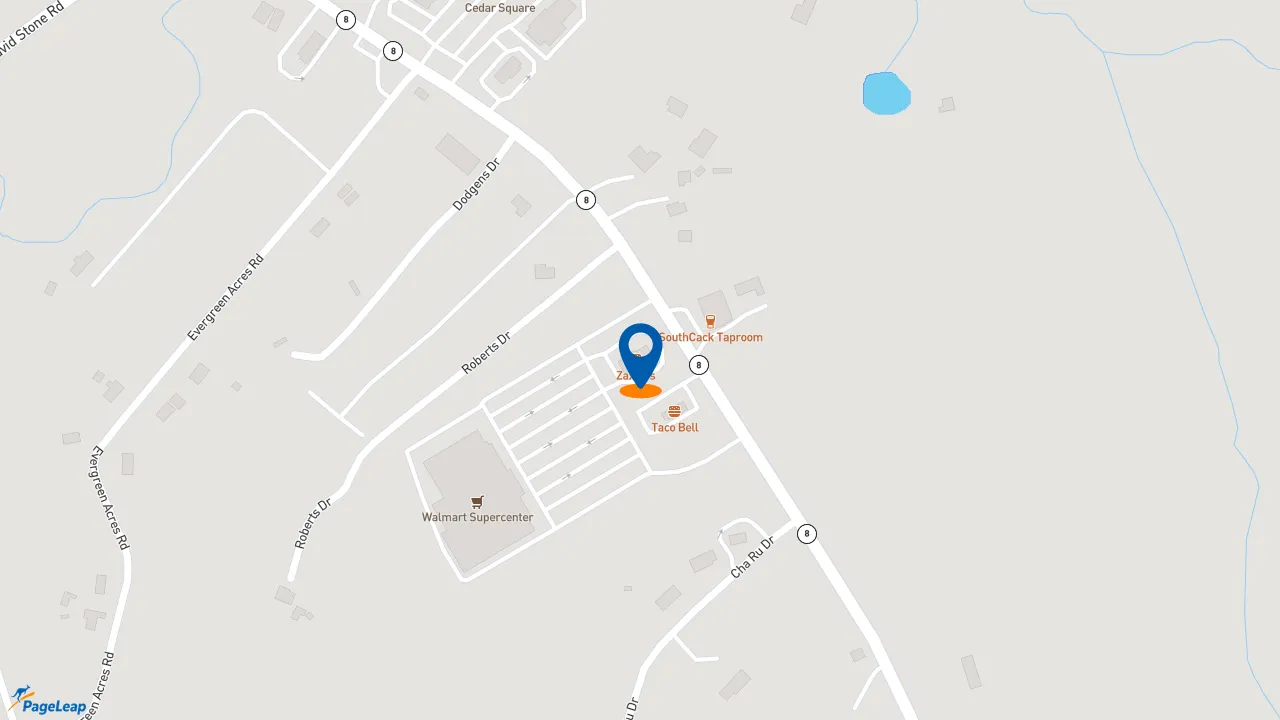 https://pageleap.com map showing location of Zaxby&#039;s Chicken Fingers &amp; Buffalo Wings in Pickens.