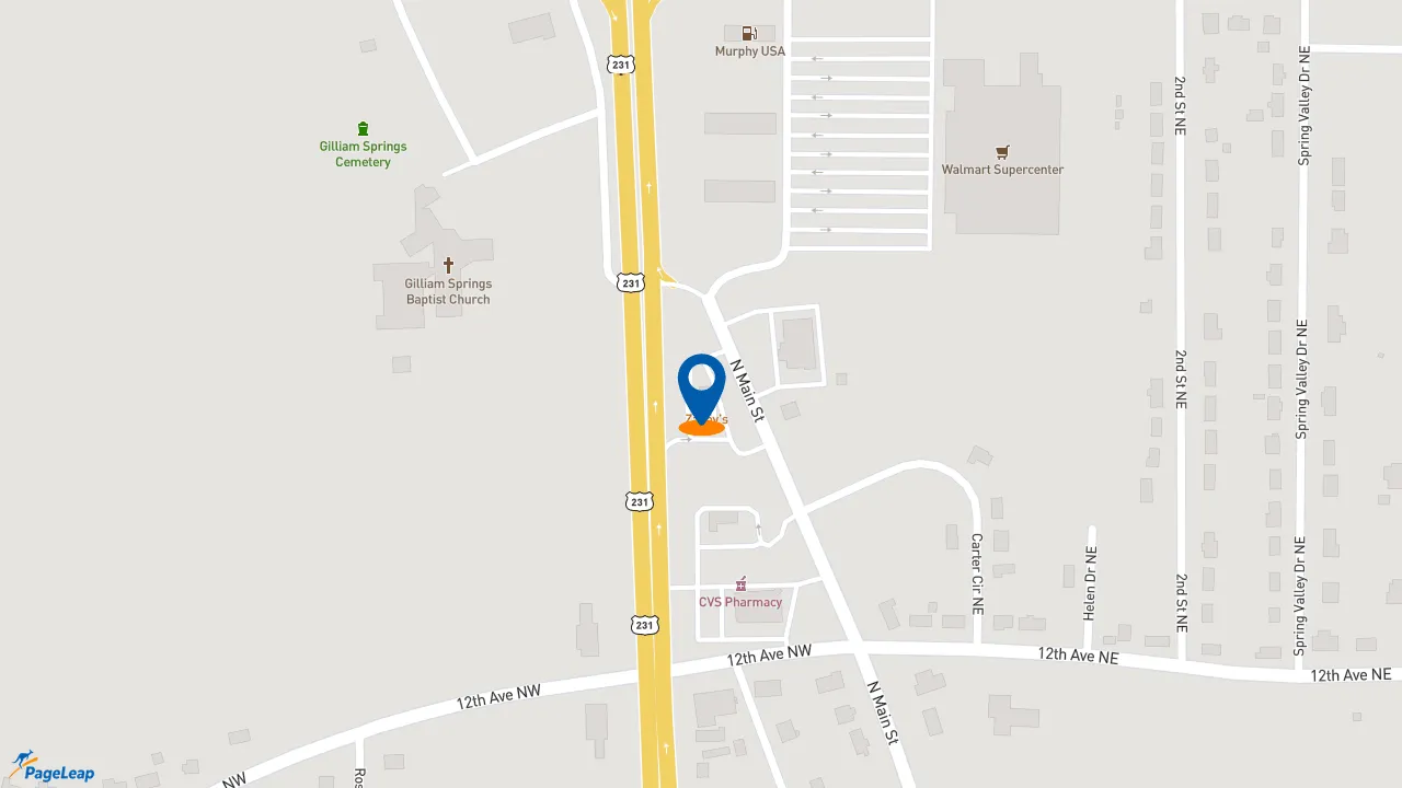 https://pageleap.com map showing location of Zaxby&#039;s Chicken Fingers &amp; Buffalo Wings in Arab.