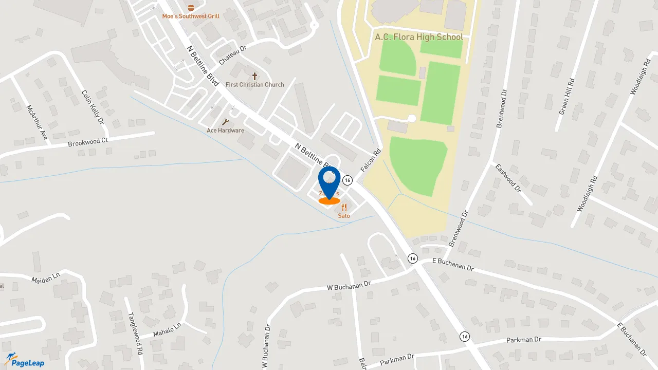 https://pageleap.com map showing location of Zaxby&#039;s Chicken Fingers &amp; Buffalo Wings in Columbia.