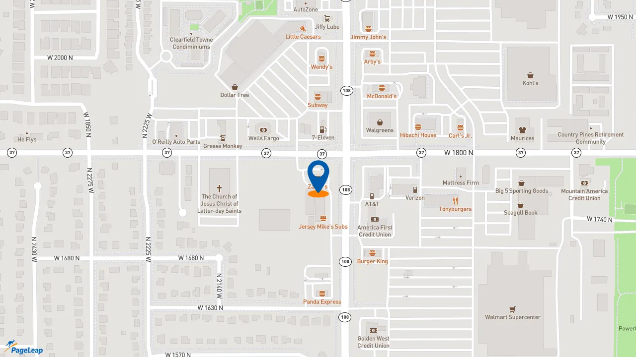 https://pageleap.com map showing location of Zaxby&#039;s Chicken Fingers &amp; Buffalo Wings in Clinton.