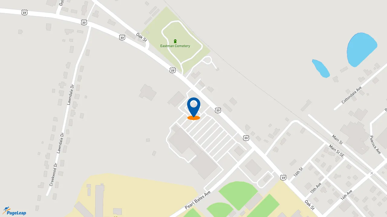 https://pageleap.com map showing location of Zaxby&#039;s Chicken Fingers &amp; Buffalo Wings in Eastman.