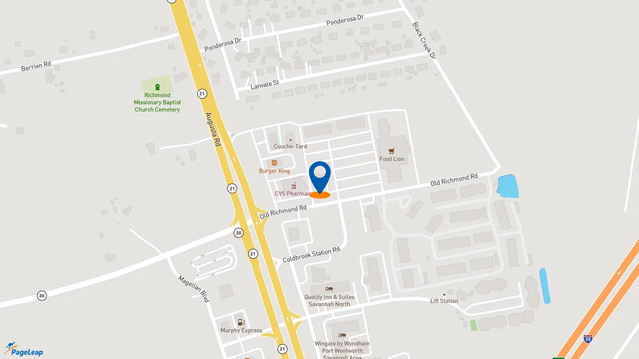 https://pageleap.com map showing location of Zaxby&#039;s Chicken Fingers &amp; Buffalo Wings in Port Wentworth.