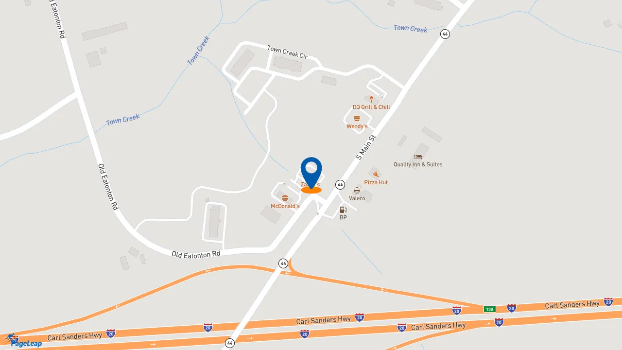 https://pageleap.com map showing location of Zaxby&#039;s Chicken Fingers &amp; Buffalo Wings in Greensboro.