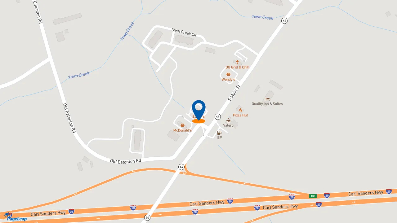 https://pageleap.com map showing location of Zaxby&#039;s Chicken Fingers &amp; Buffalo Wings in Greensboro.