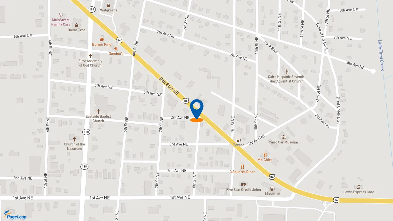 https://pageleap.com map showing location of Zaxby&#039;s Chicken Fingers &amp; Buffalo Wings in Cairo.