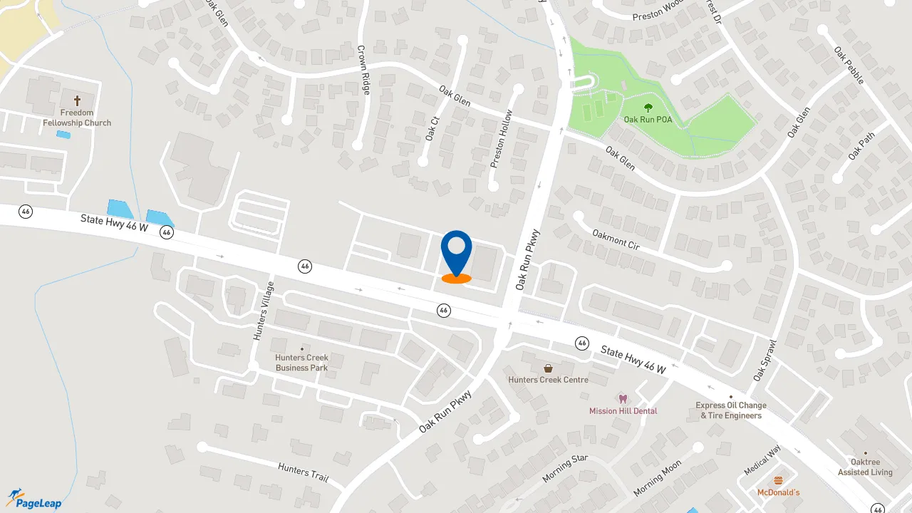 https://pageleap.com map showing location of Zaxby&#039;s Chicken Fingers &amp; Buffalo Wings in New Braunfels.