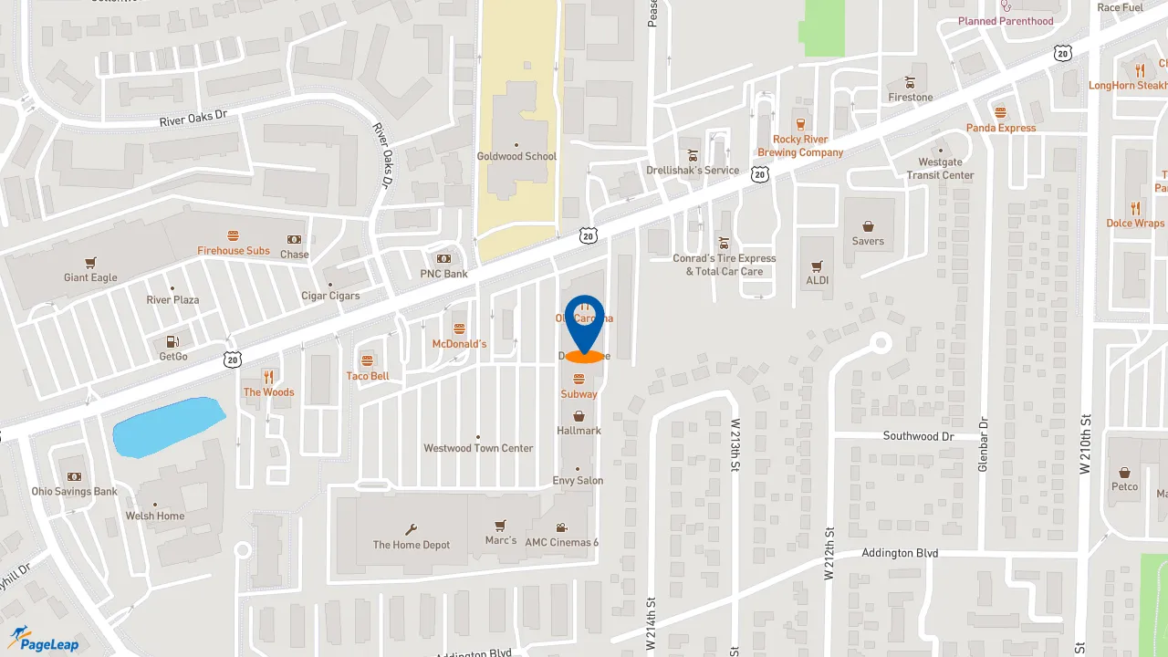 https://pageleap.com map showing location of Z!Eats in Rocky River.