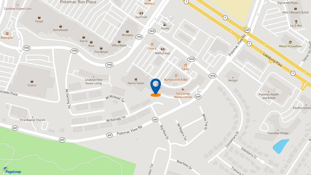 https://pageleap.com map showing location of Z!Eats in Sterling.