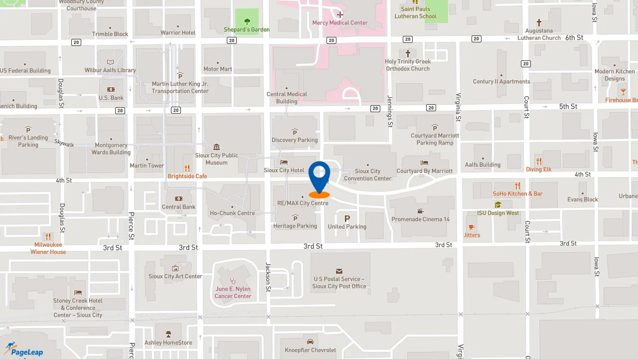 https://pageleap.com map showing location of Zenk Auto And Repair in Sioux City.